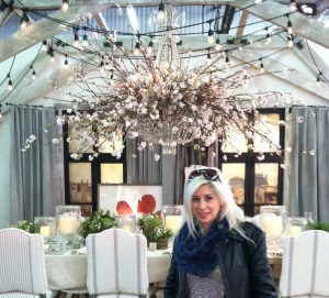 That's me if front of this chandelier bursting with Cherry Blossoms!