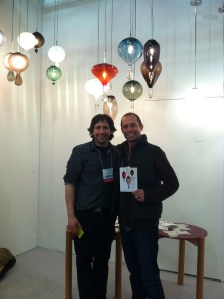 My Hubby and our friend Moshe Bursuker in his lighting exhibit. 