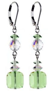 $95 - Square Cube Peridot Dangle Earrings